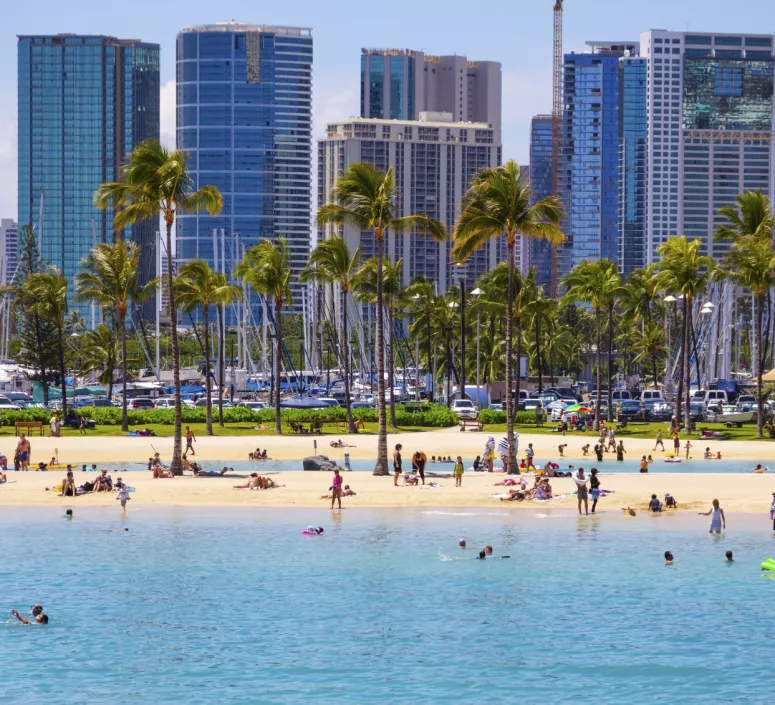 Waikiki Hawaï Plage Tourisme Palmiers